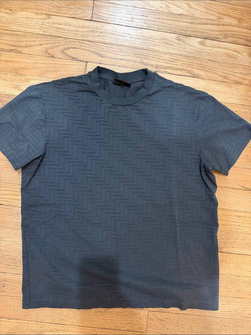 Emporio Armani Men's Chevron-Texture Crew Neck Tee - Gray